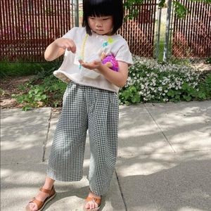 NWT Pepper kids green gingham pants. Size 5/6.